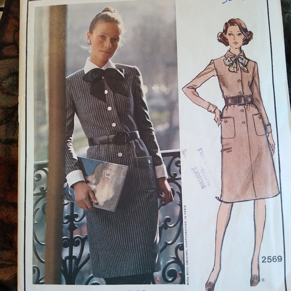 Vintage VOGUE Paris Original 2569 Nina Ricci Dress Pattern Size 14 Uncut - Picture 8 of 13